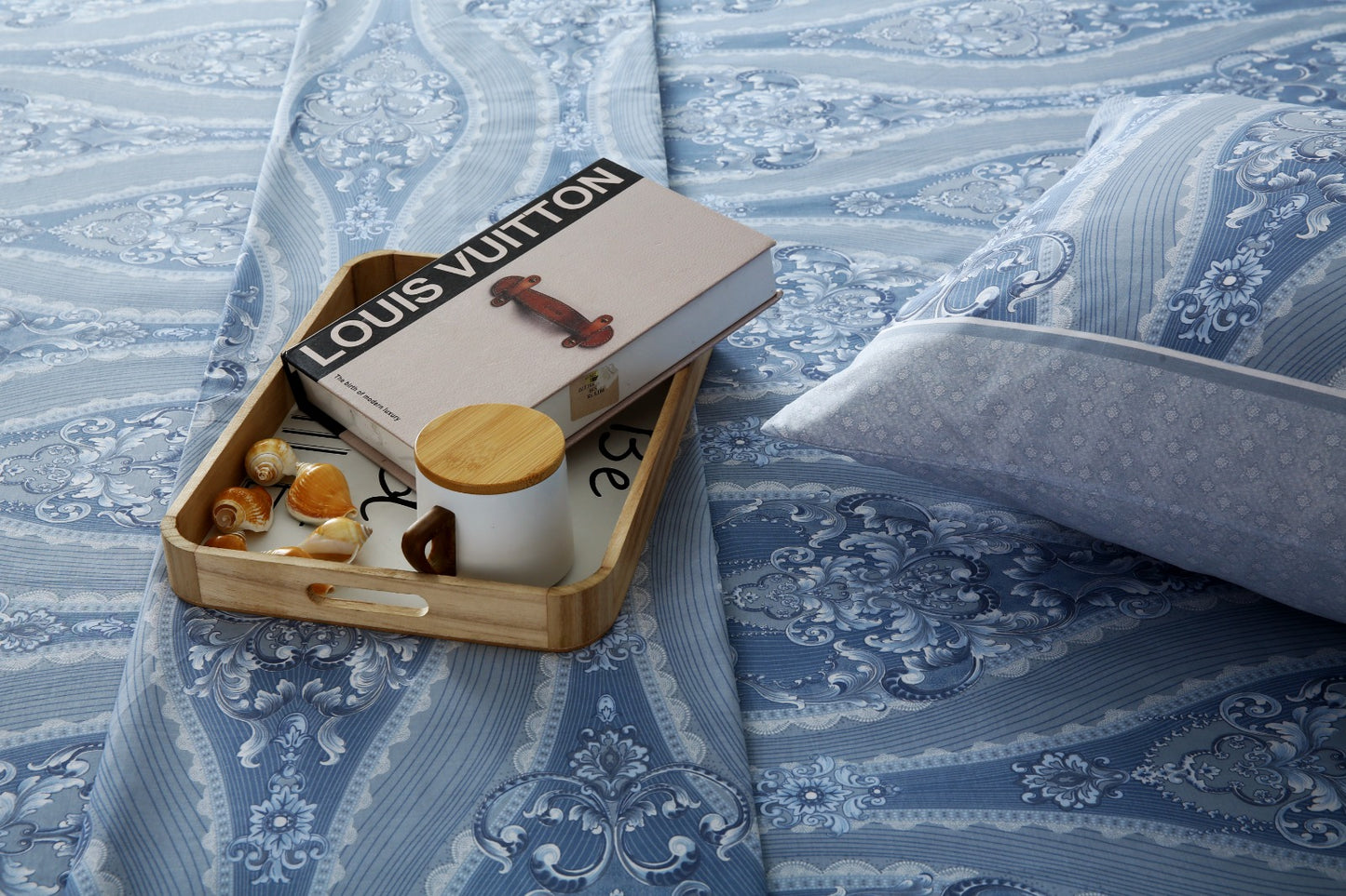3 PCs Double Bed Sheet With Same Packing-Bouquet Nature Bed Sheets Apricot