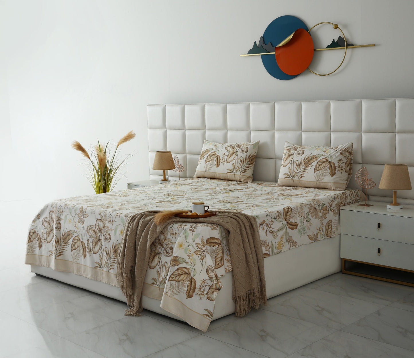 3 PCs Double Bed Sheet With Same Packing- Imperial Beige Bed Sheets Apricot