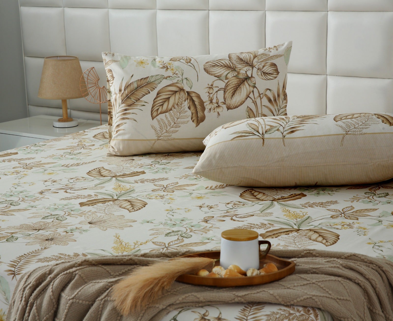 3 PCs Double Bed Sheet With Same Packing- Imperial Beige Bed Sheets Apricot