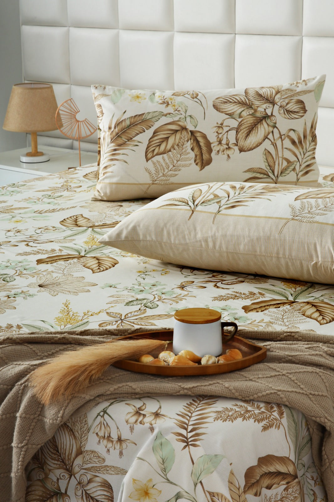 3 PCs Double Bed Sheet With Same Packing- Imperial Beige Bed Sheets Apricot