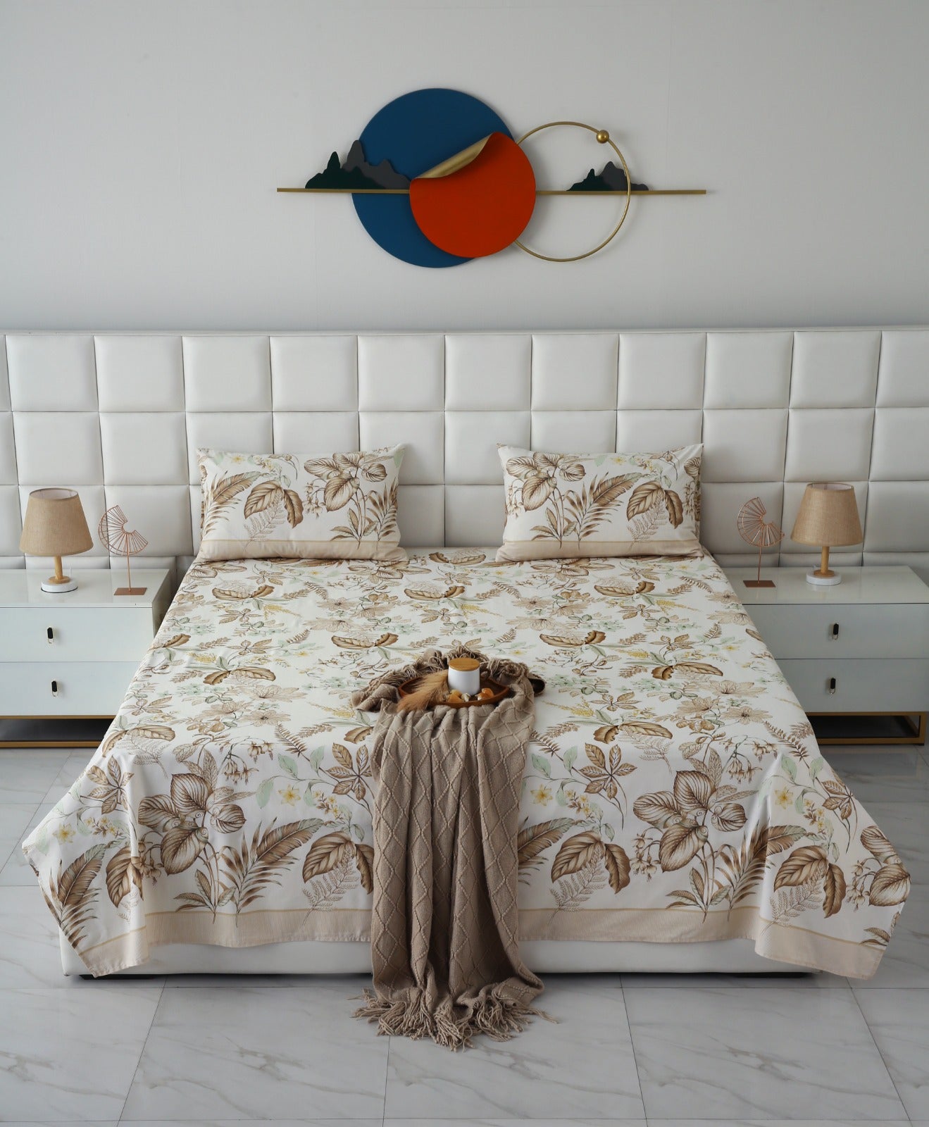 3 PCs Double Bed Sheet With Same Packing- Imperial Beige Bed Sheets Apricot