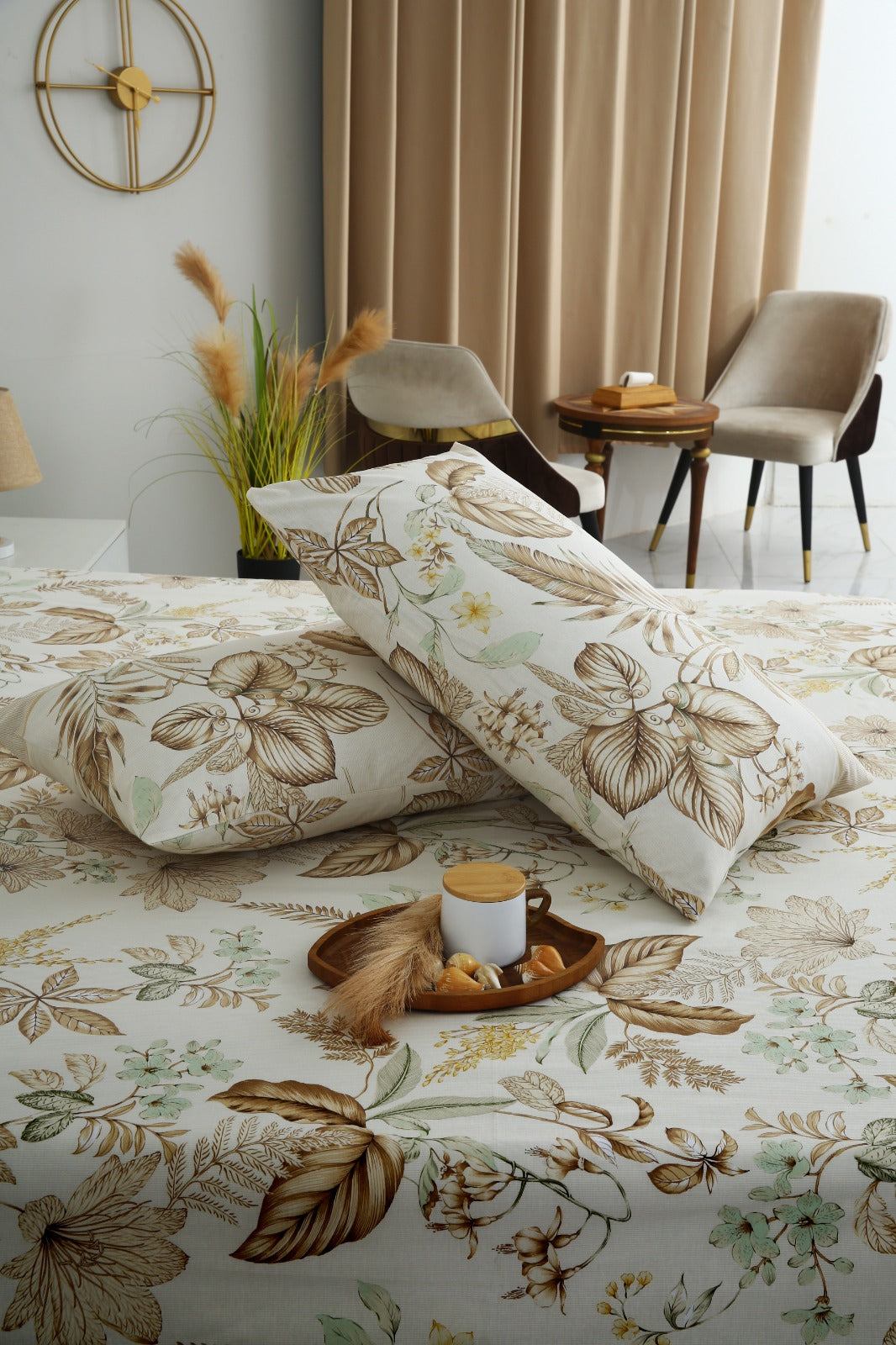 3 PCs Double Bed Sheet With Same Packing- Imperial Beige Bed Sheets Apricot
