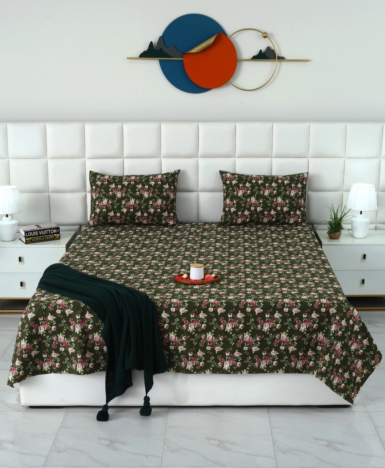 3 PCs Double Bed Sheet With Same Packing- Copen Flora Bed Sheets Apricot