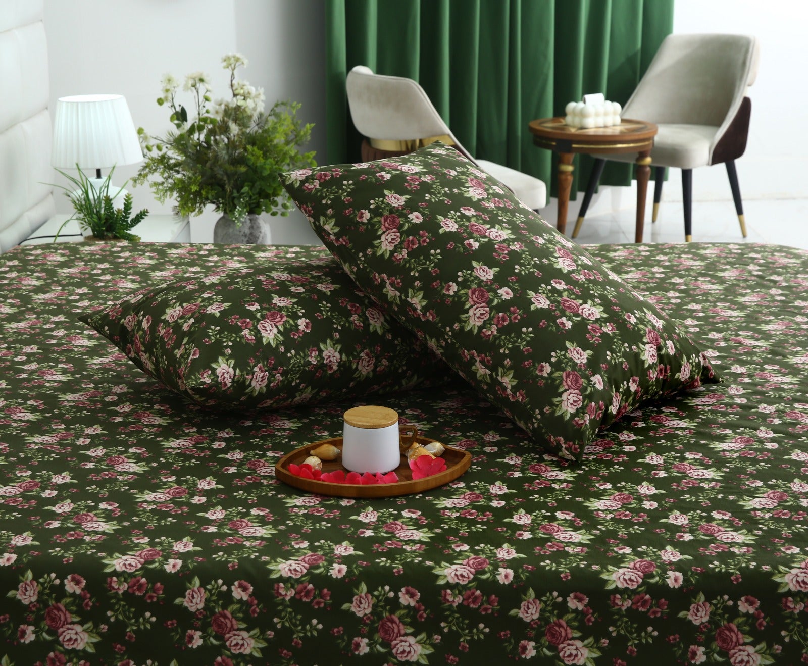 3 PCs Double Bed Sheet With Same Packing- Copen Flora Bed Sheets Apricot