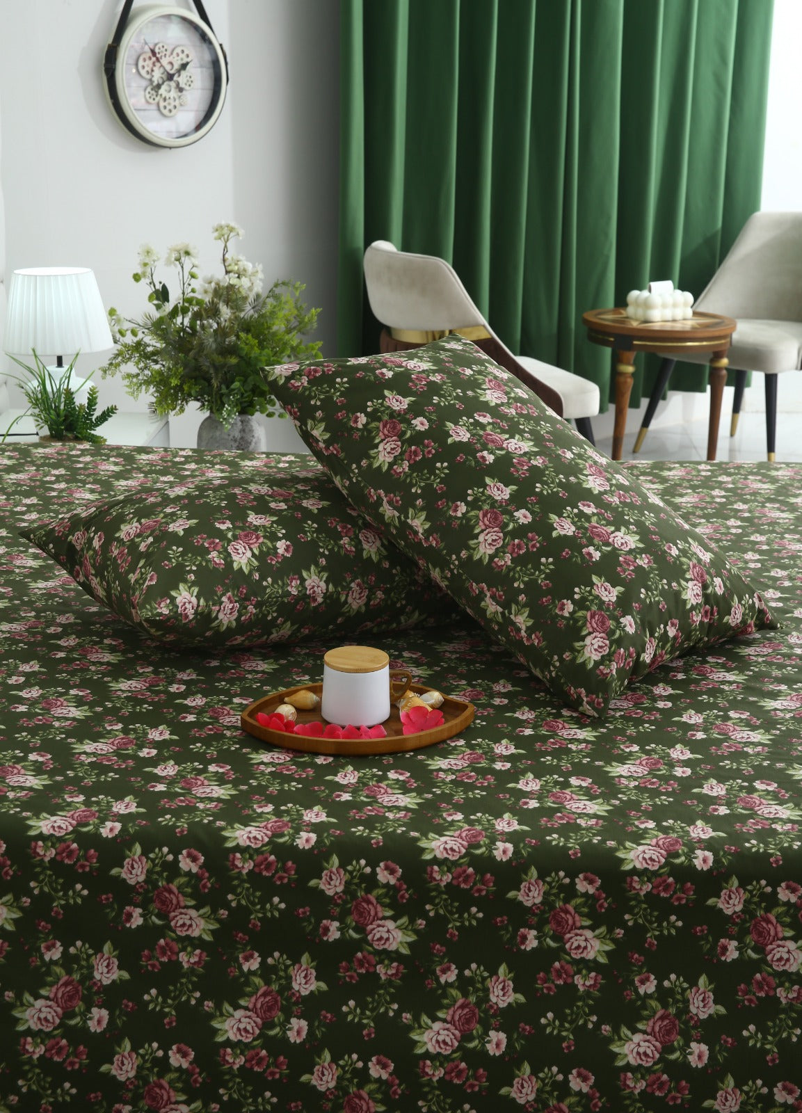 3 PCs Double Bed Sheet With Same Packing- Copen Flora Bed Sheets Apricot