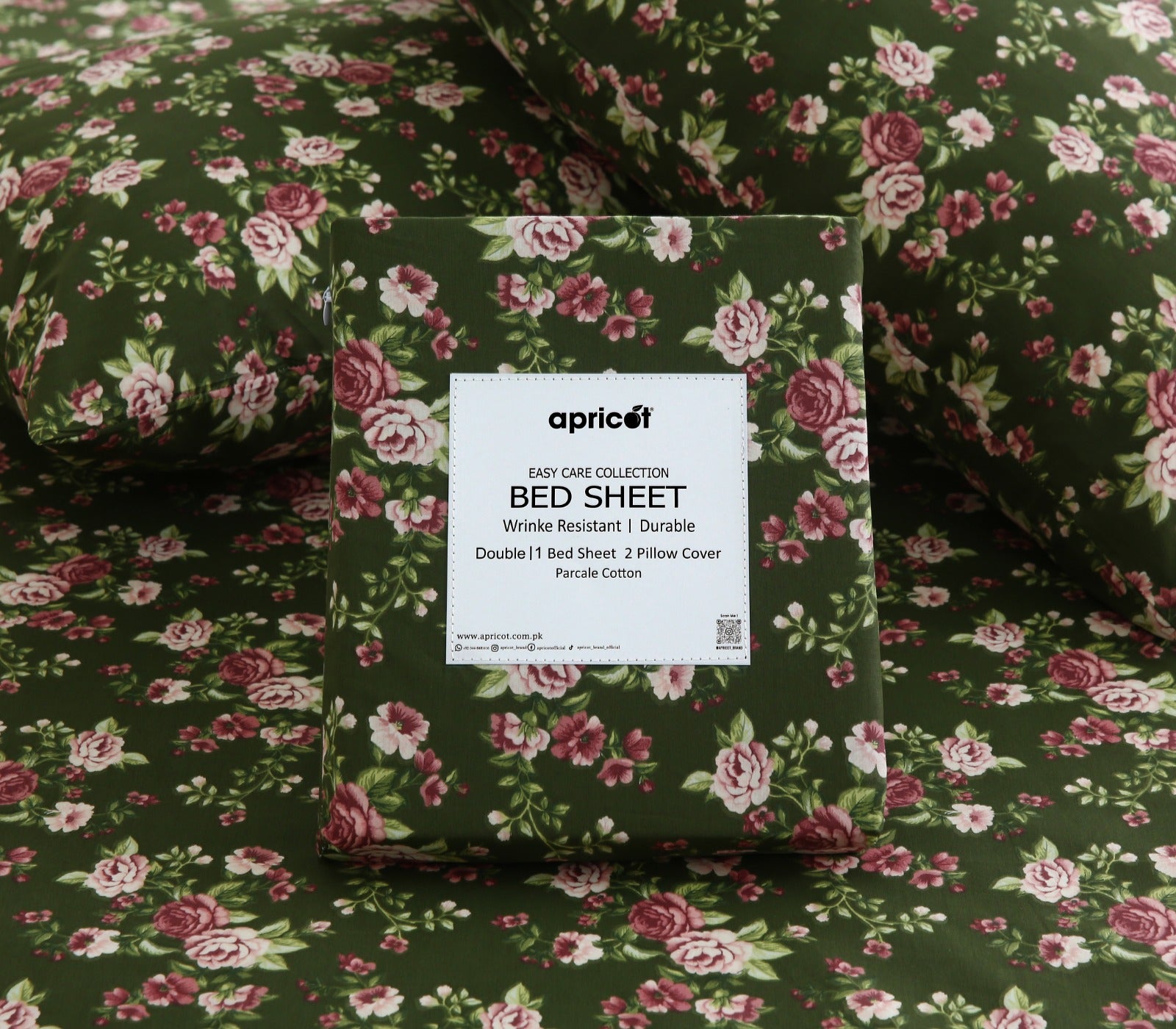 3 PCs Double Bed Sheet With Same Packing- Copen Flora Bed Sheets Apricot