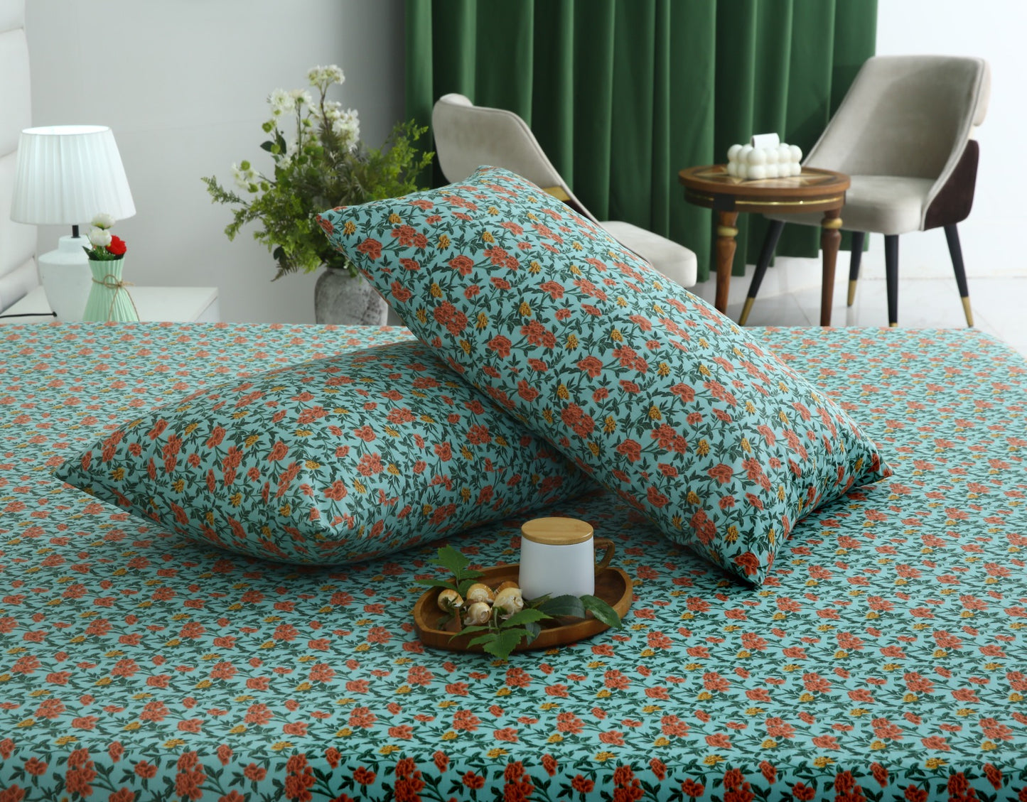 3 PCs Double Bed Sheet With Same Packing- Peach Fuzz Bed Sheets Apricot