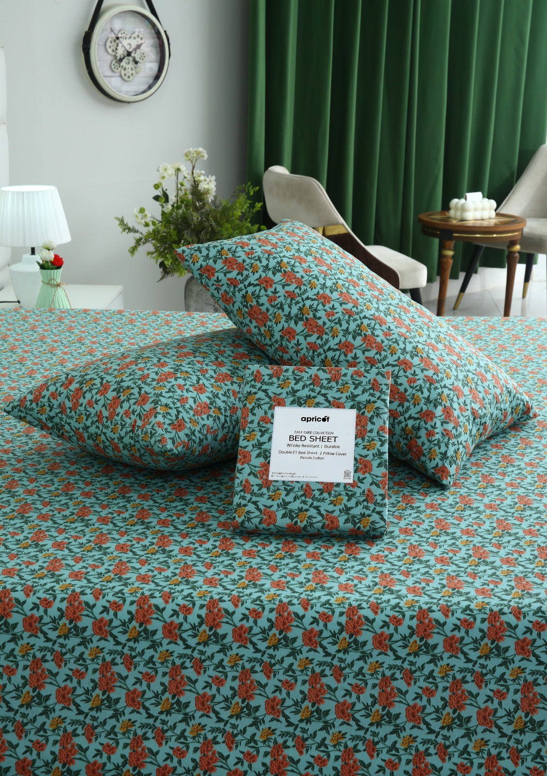 3 PCs Double Bed Sheet With Same Packing- Peach Fuzz Bed Sheets Apricot