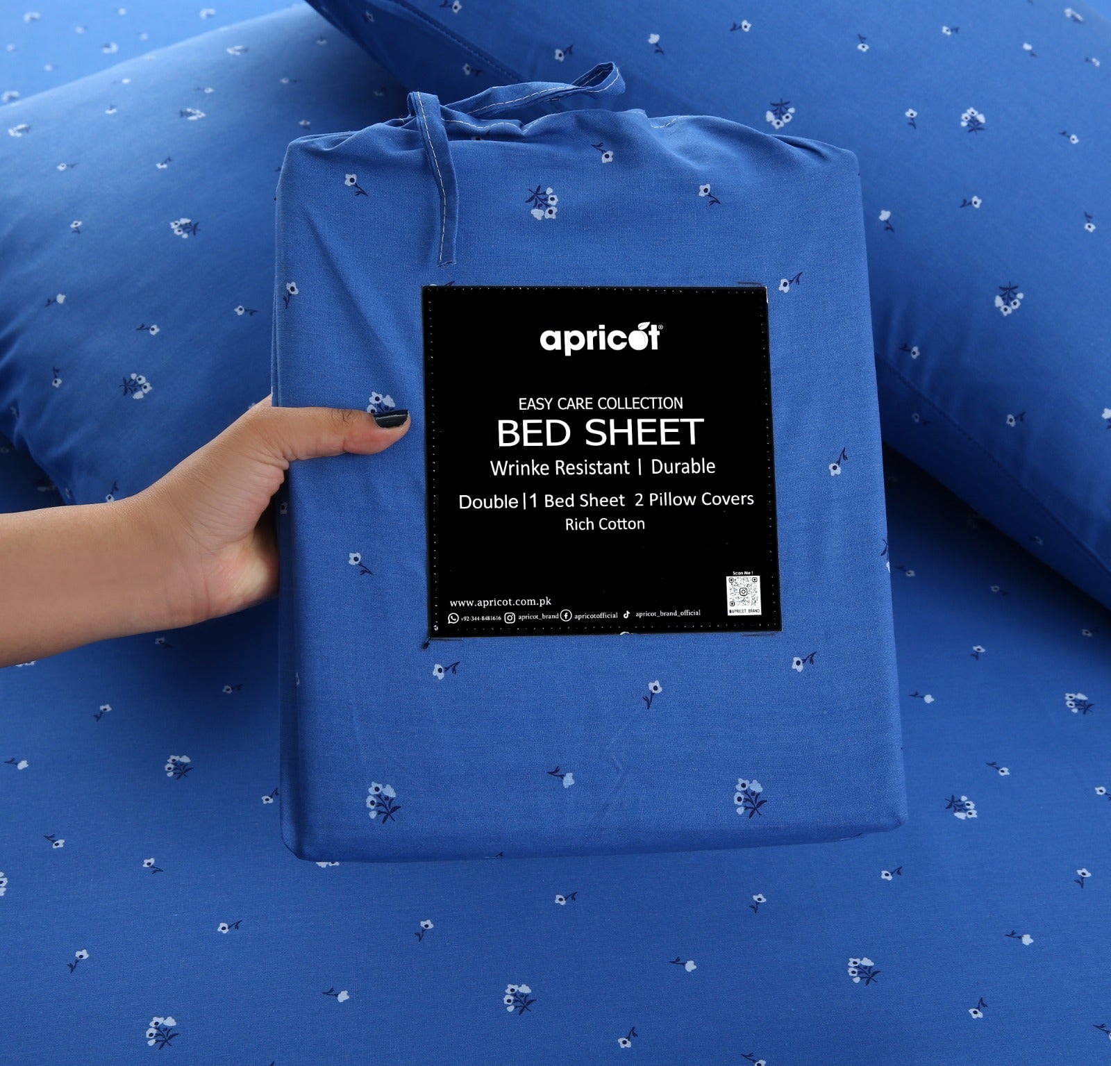 3 PCs Double Bed Sheet With Same Packing-Gossypium Bed Sheets Apricot