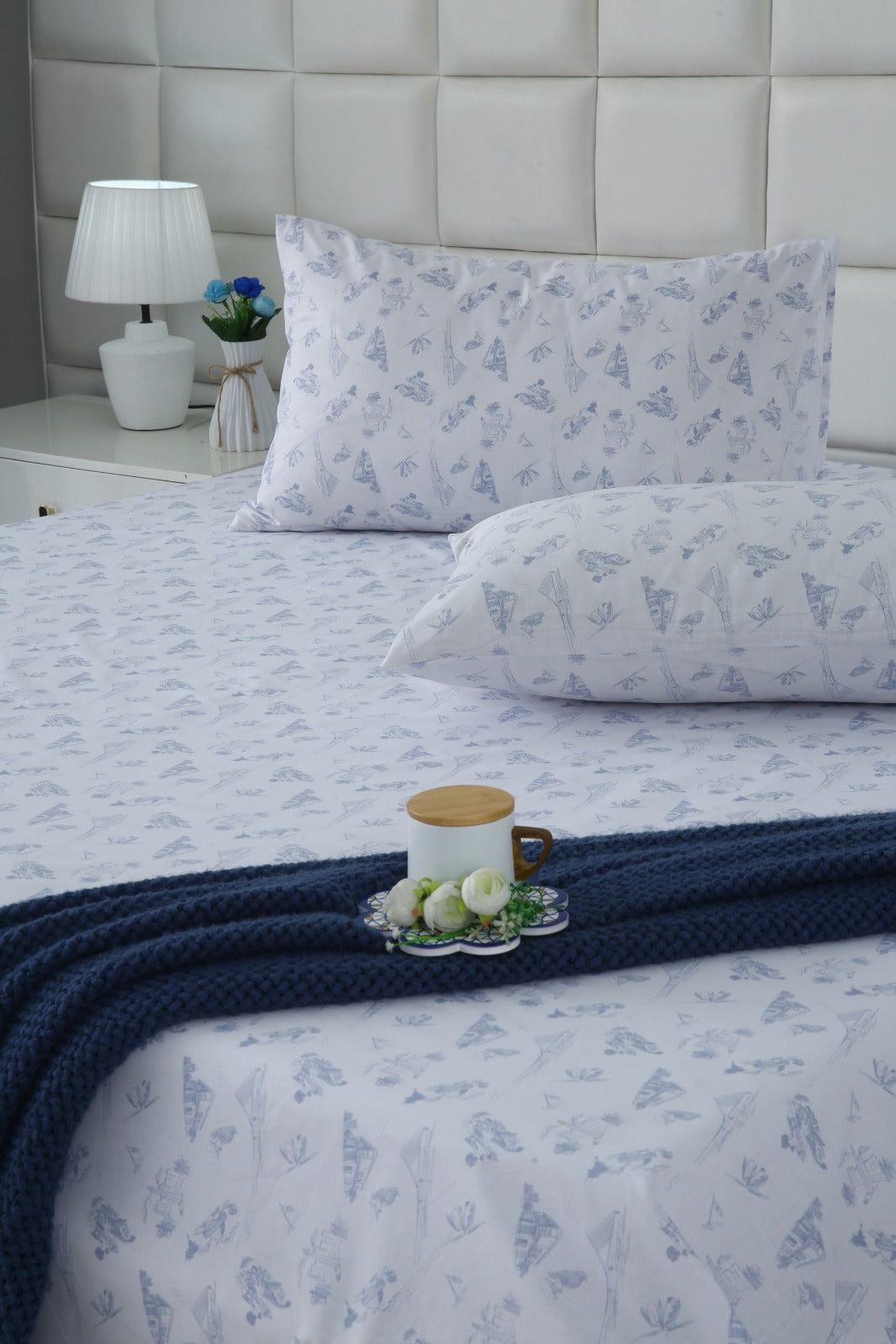 3 PCs Double Bed Sheet With Same Packing- Canva Arts Bed Sheets Apricot