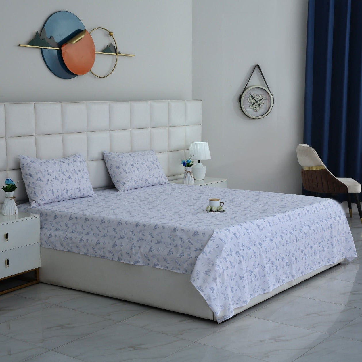 3 PCs Double Bed Sheet With Same Packing- Canva Arts Bed Sheets Apricot