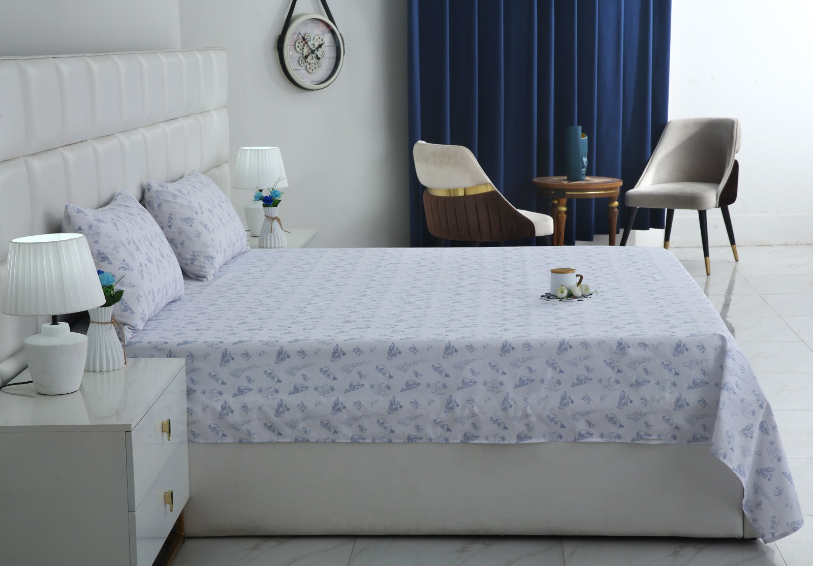 3 PCs Double Bed Sheet With Same Packing- Canva Arts Bed Sheets Apricot