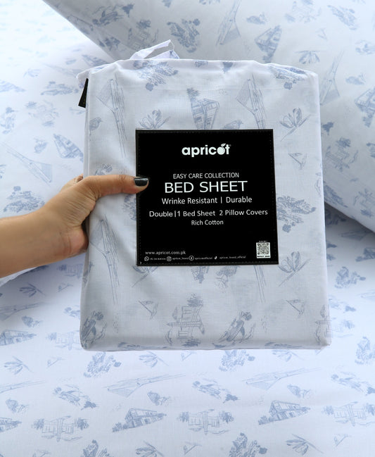 3 PCs Double Bed Sheet With Same Packing- Canva Arts Bed Sheets Apricot