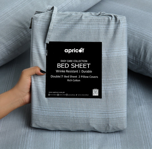 3 PCs Double Bed Sheet With Same Packing- Grey Shades Bed Sheets Apricot