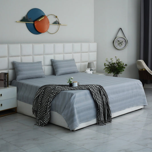 3 PCs Double Bed Sheet With Same Packing- Grey Shades Bed Sheets Apricot