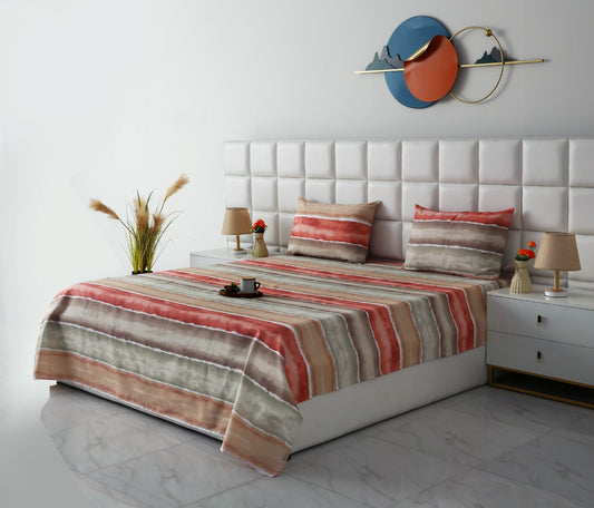 3 PCs Double Bed Sheet- DB269 BED SHEET Apricot