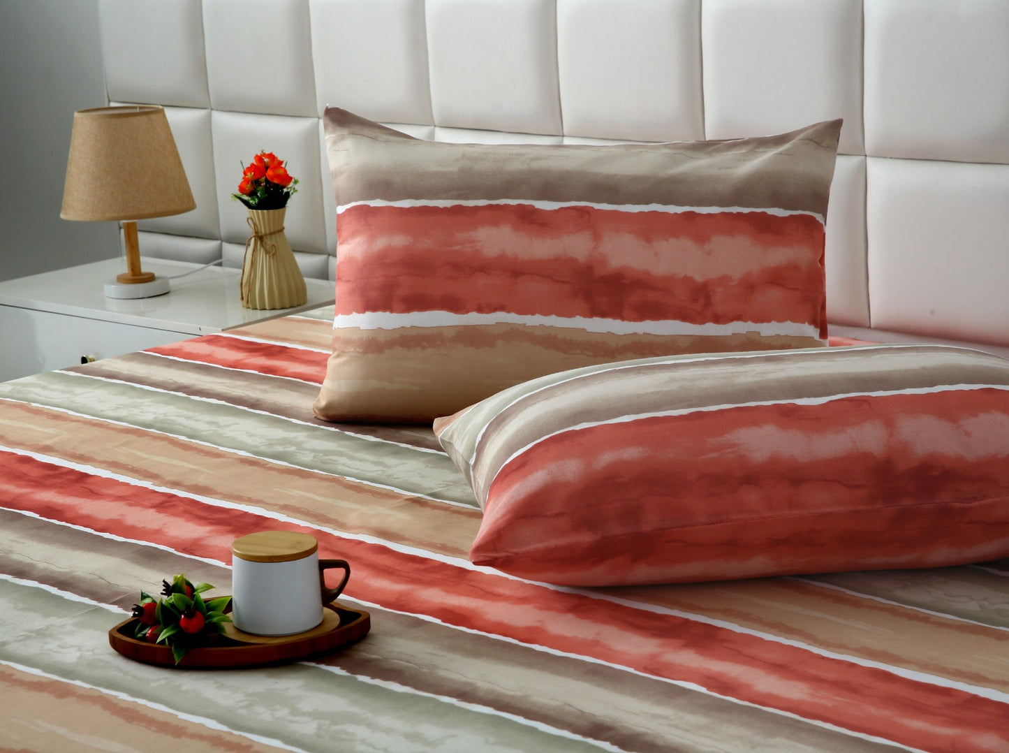 3 PCs Double Bed Sheet- DB269 BED SHEET Apricot