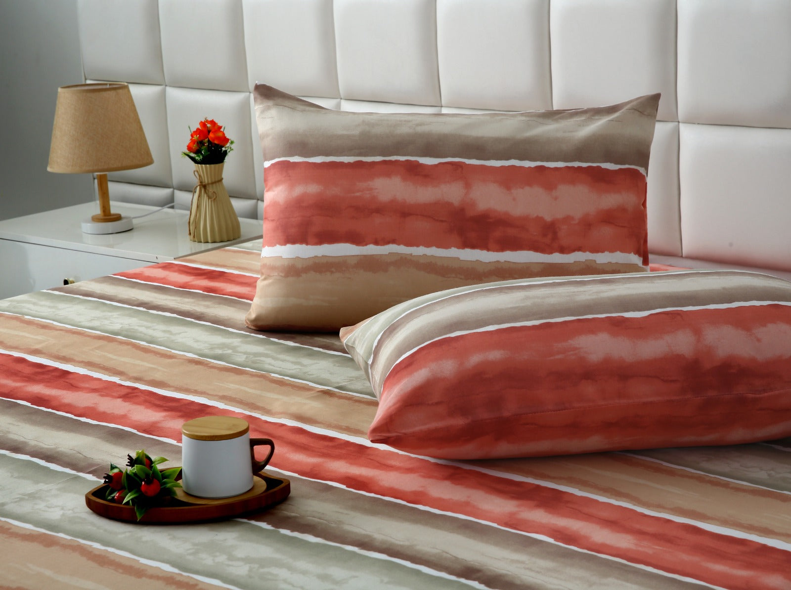 3 PCs Double Bed Sheet- DB269 BED SHEET Apricot