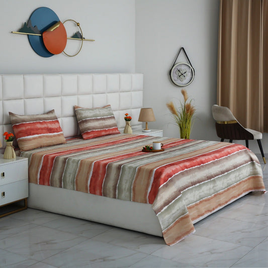 3 PCs Double Bed Sheet- DB269 BED SHEET Apricot