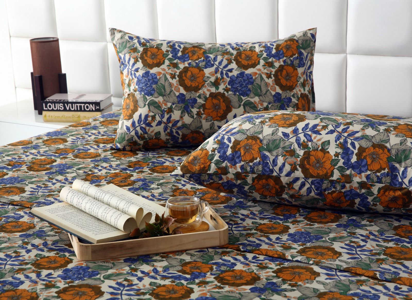 3 PCs Double Bed Sheet With Same Packing- Starlit Bloom Bed Sheets Apricot