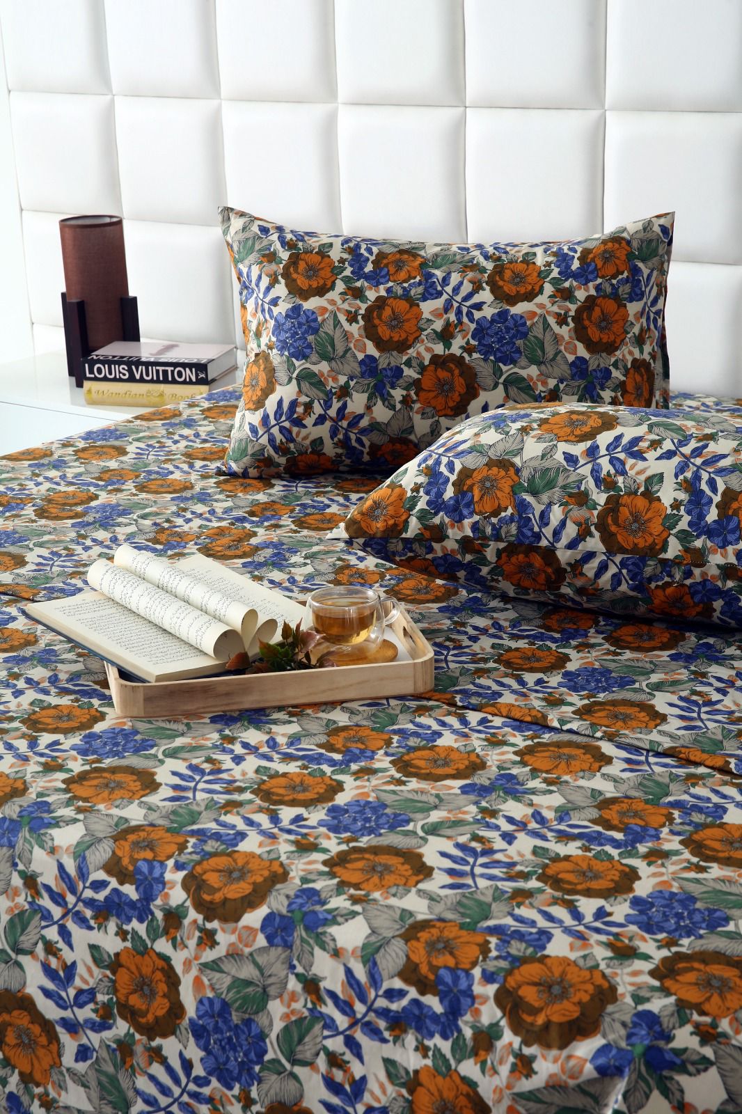 3 PCs Double Bed Sheet With Same Packing- Starlit Bloom Bed Sheets Apricot