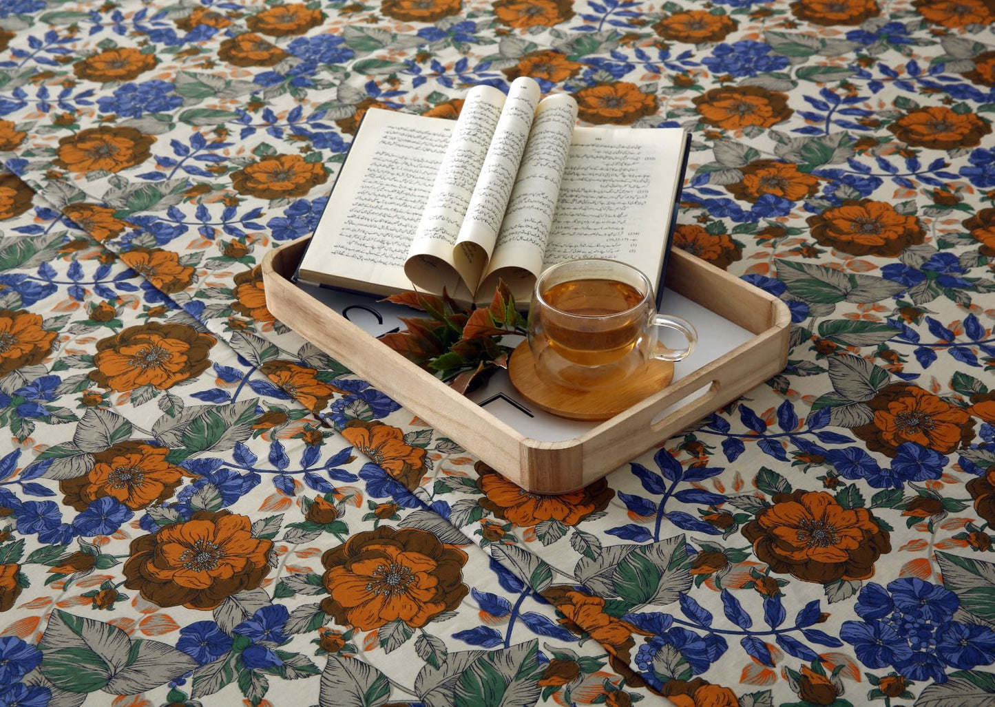 3 PCs Double Bed Sheet With Same Packing- Starlit Bloom Bed Sheets Apricot