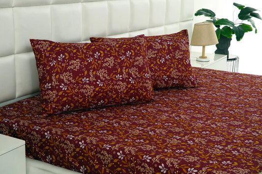 2Pcs Single Bed Sheet- Royal Garnet single bed sheet Apricot