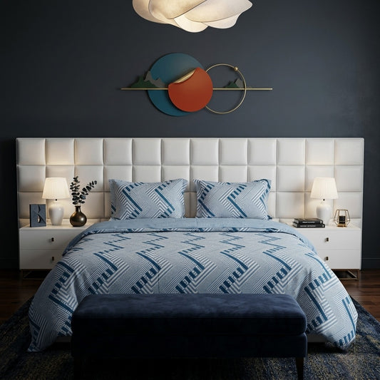 3PCs Double Duvet Cover- Cube Bed Sheets Apricot