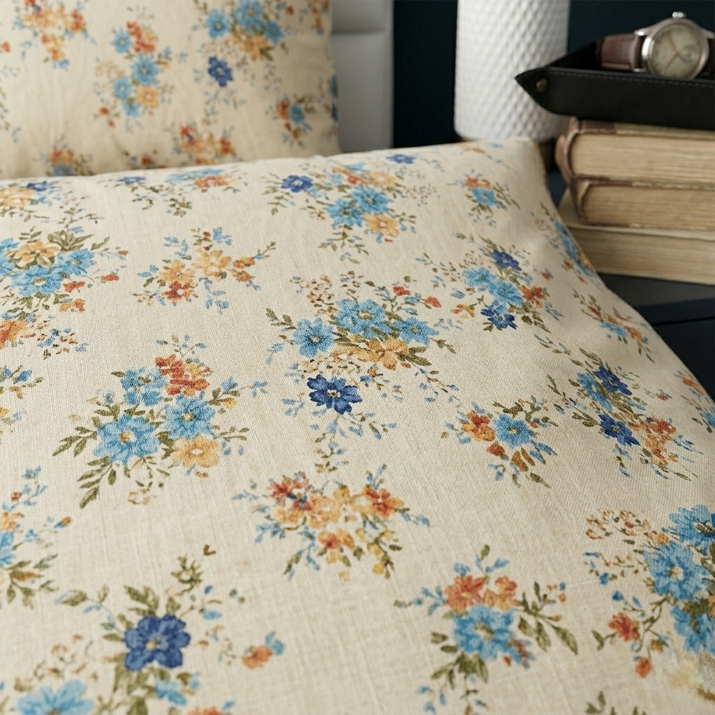 3PCs Double Duvet Cover- Periwinkle Bed Sheets Apricot