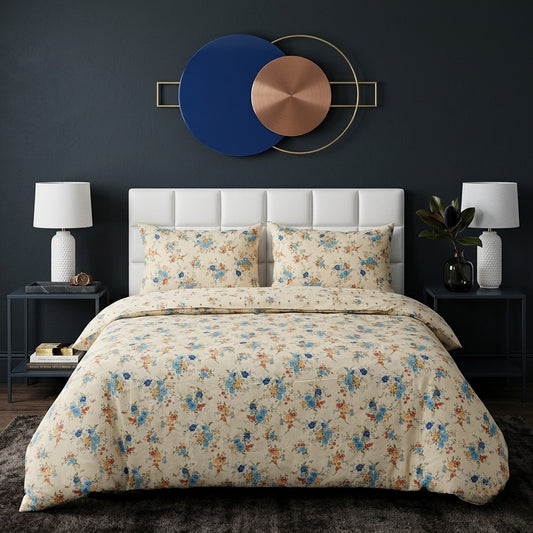 3PCs Double Duvet Cover- Periwinkle Bed Sheets Apricot