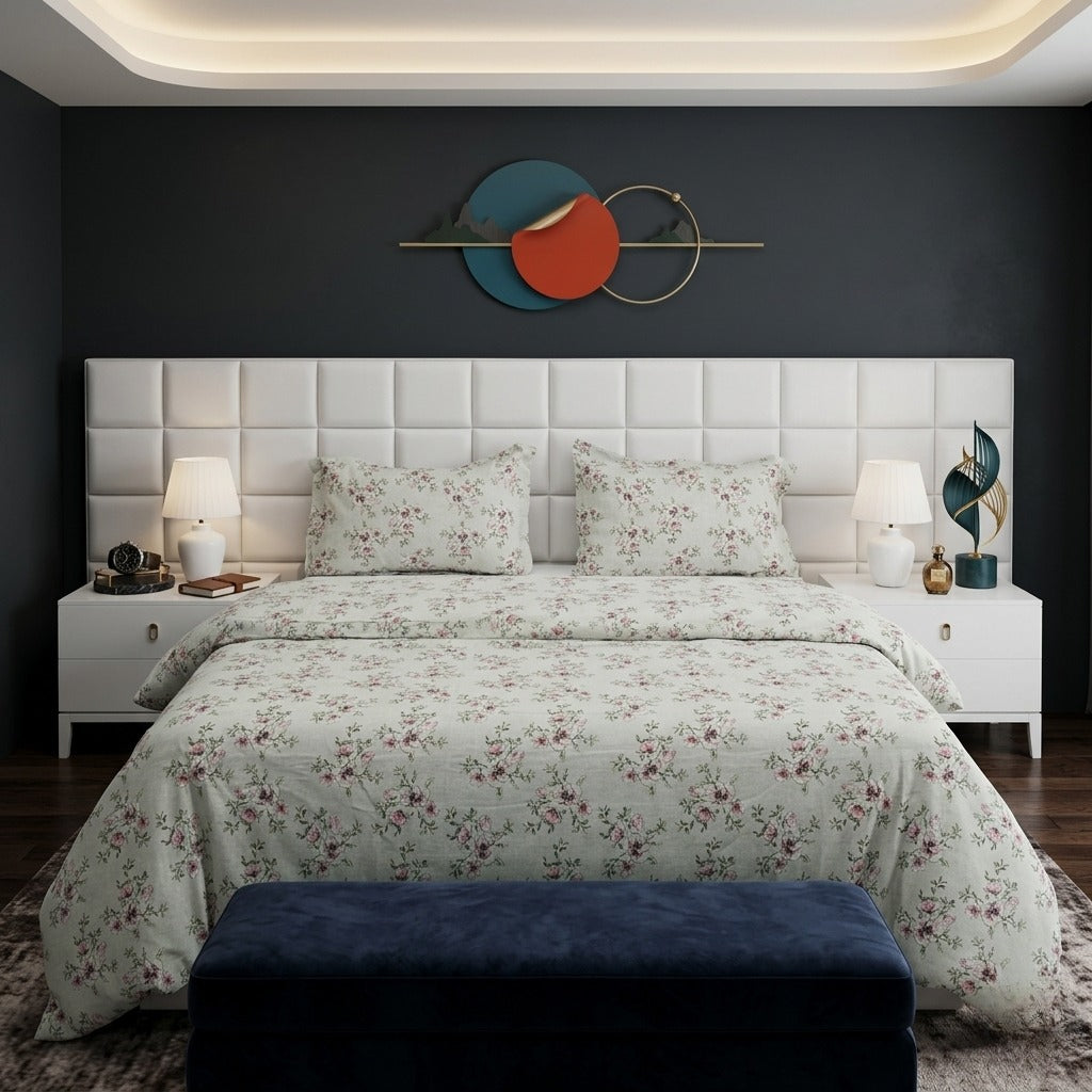 3PCs Double Duvet Cover- Salvia Bed Sheets Apricot
