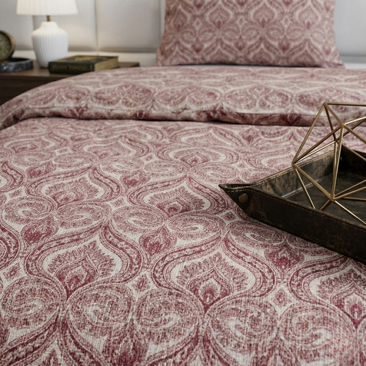 3PCs Double Duvet Cover- Motives Bed Sheets Apricot