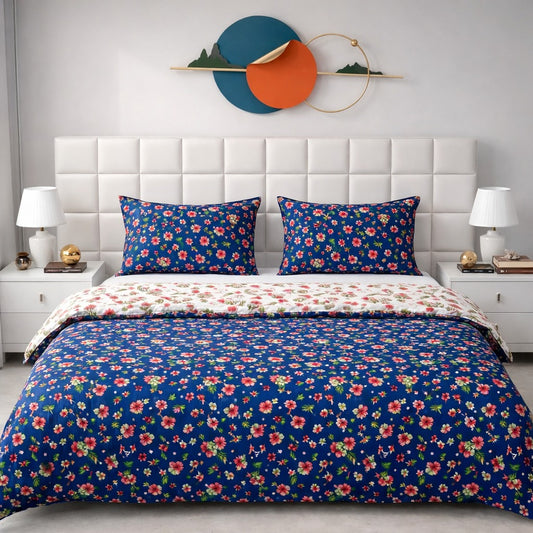 3PCs Double Duvet Cover- Pansy Bed Sheets Apricot