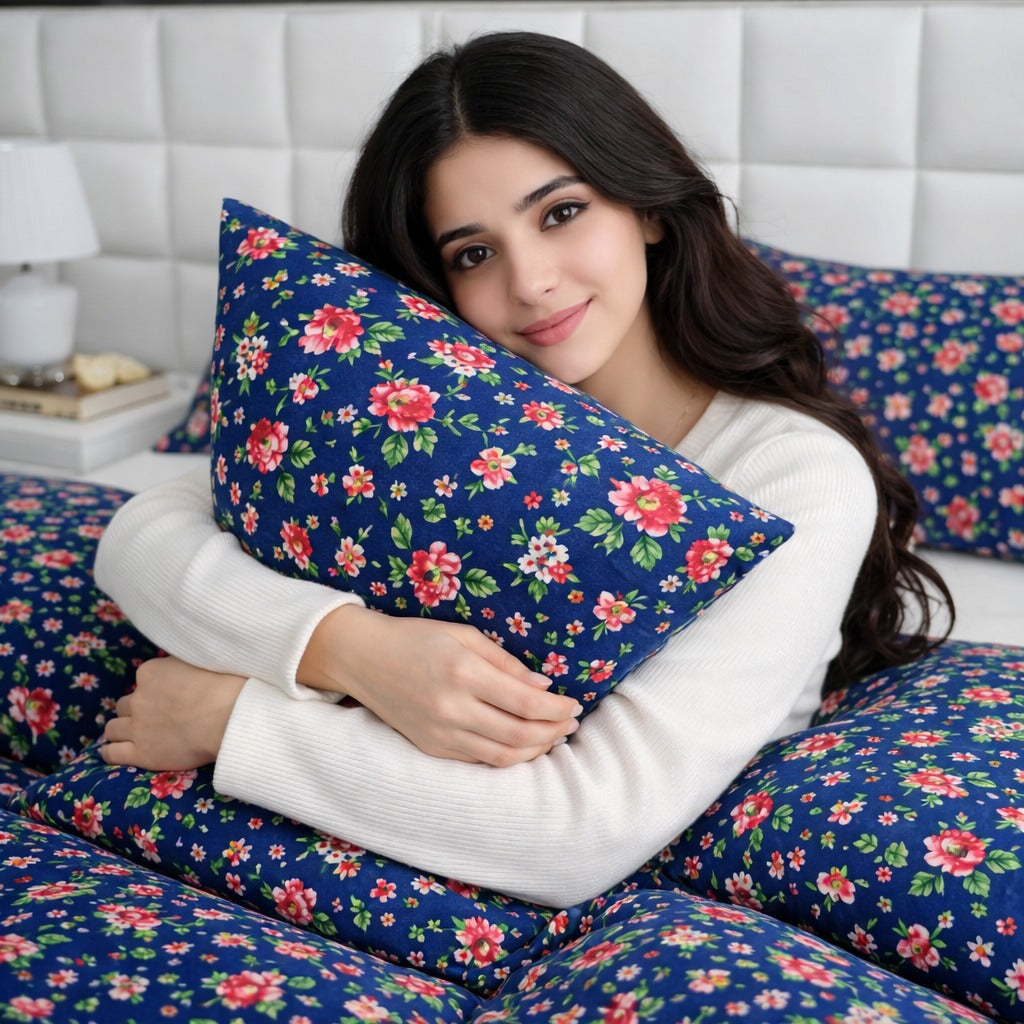3PCs Double Duvet Cover- Pansy Bed Sheets Apricot