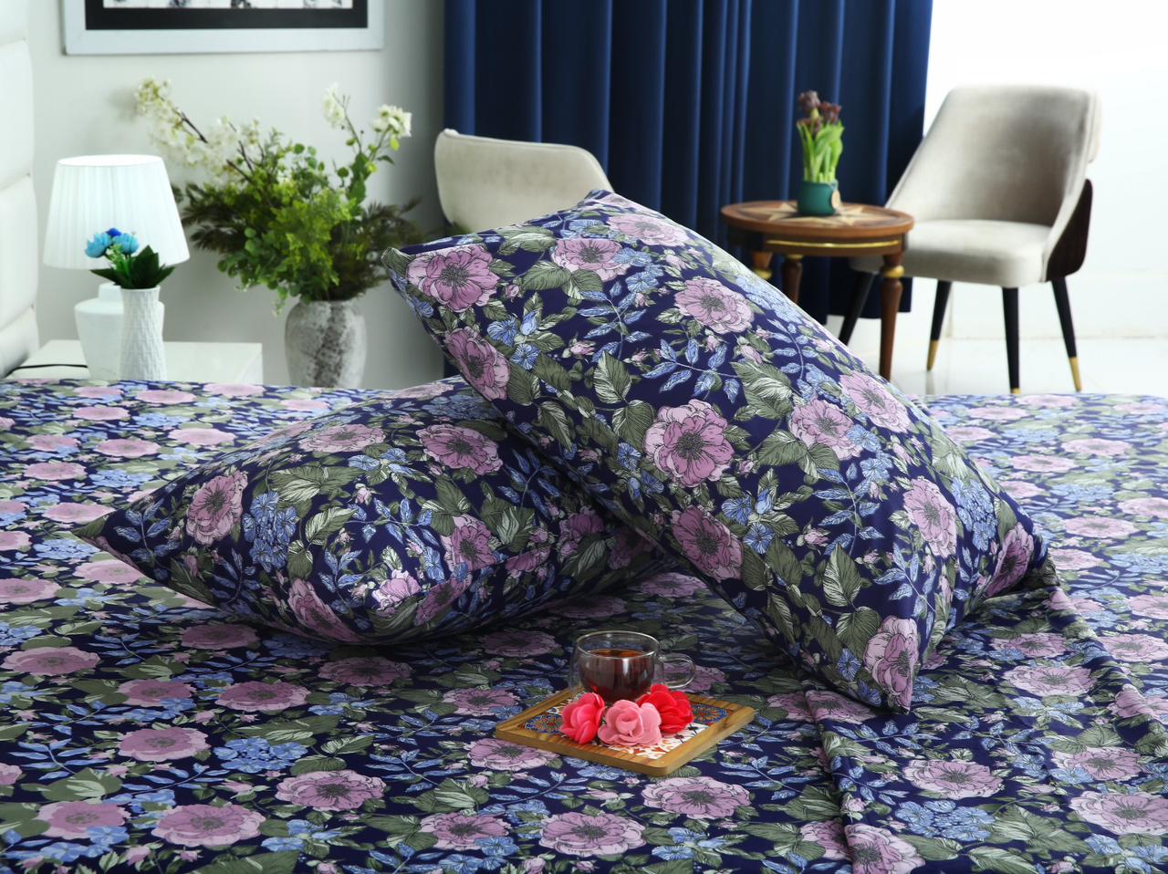 3 PCs Double Bed Sheet With Same Packing- Sensation Bed Sheets Apricot