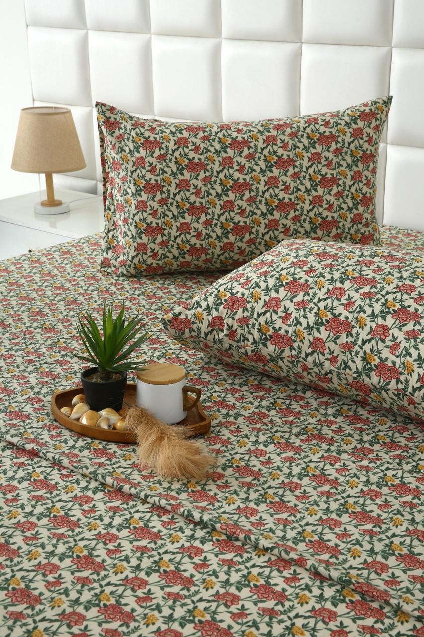 3 PCs Double Bed Sheet With Same Packing- Premium Vector Bed Sheets Apricot