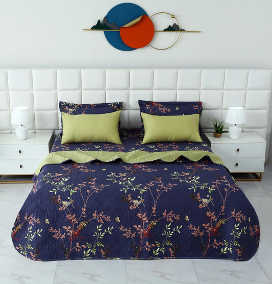 6 PCs Bed Spread Set- Retro Leaf Bed Spread Apricot