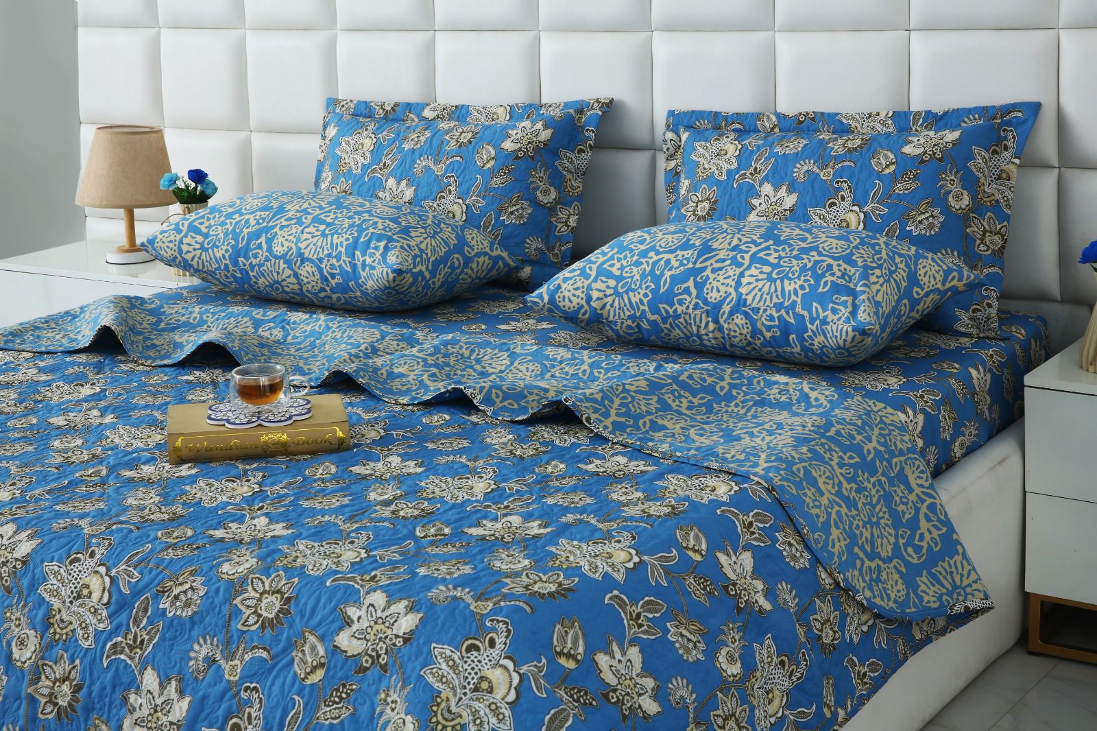 6 PCs Bed Spread Set- Vintage Chinese Bed Spread Apricot