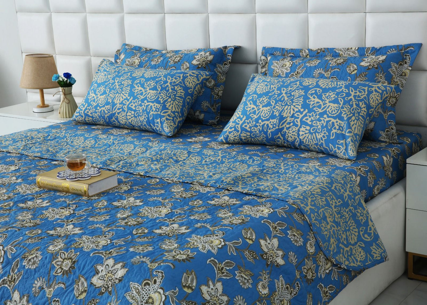 6 PCs Bed Spread Set- Vintage Chinese Bed Spread Apricot