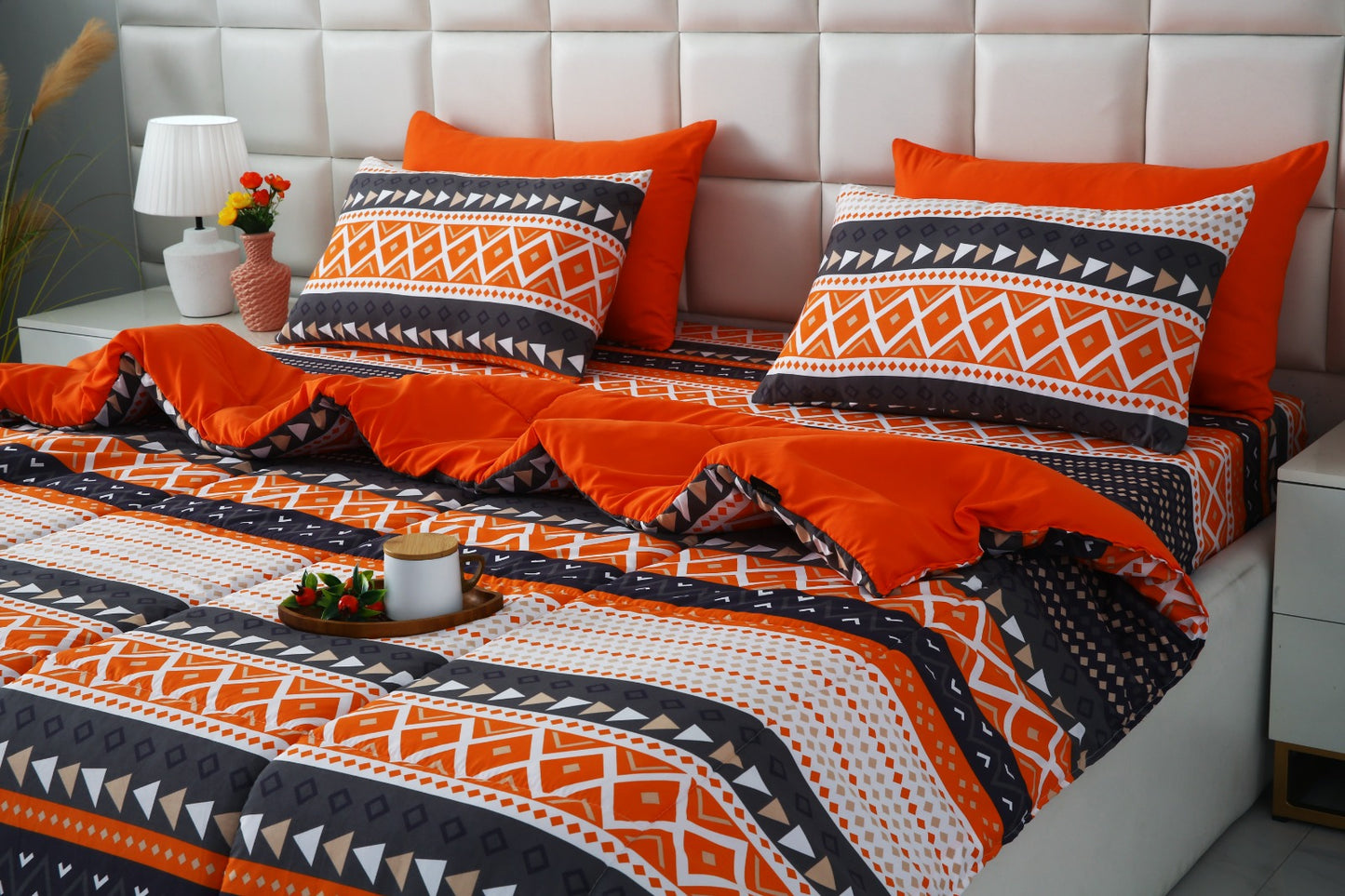 6 PCs Summer Comforter Set- Mexican Style Bed Spread Apricot