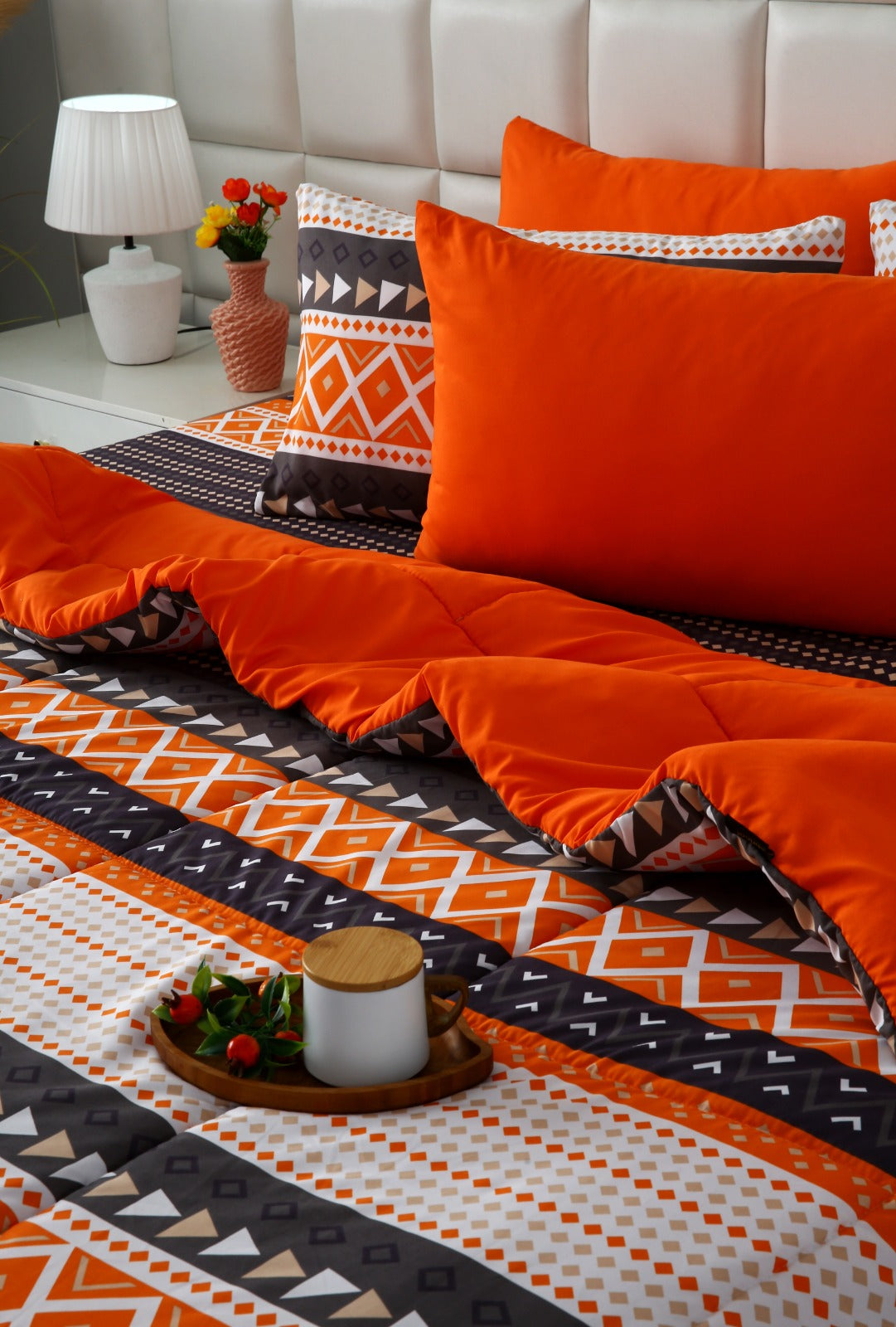 6 PCs Summer Comforter Set- Mexican Style Bed Spread Apricot