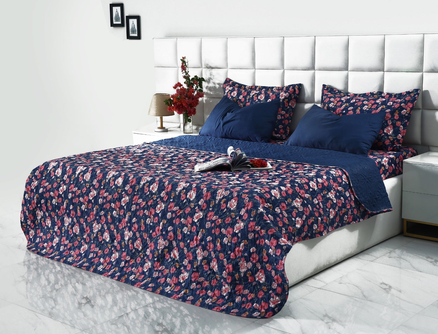 6 PCs Bed Spread Set- Automan Bloom Bed Spread Apricot