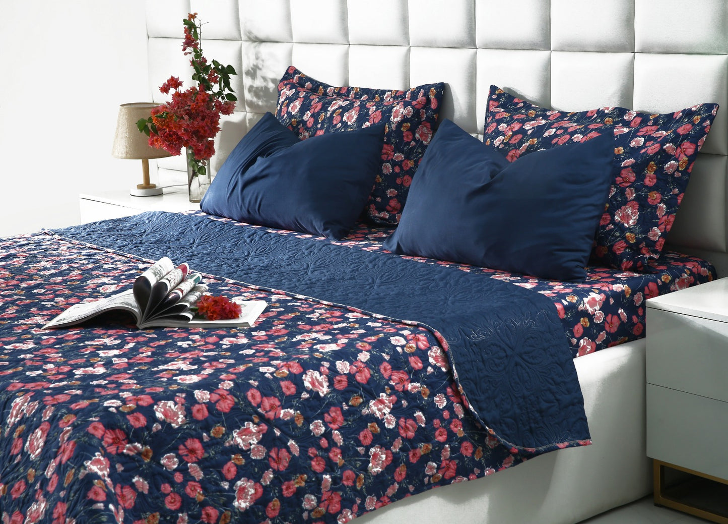 6 PCs Bed Spread Set- Automan Bloom Bed Spread Apricot