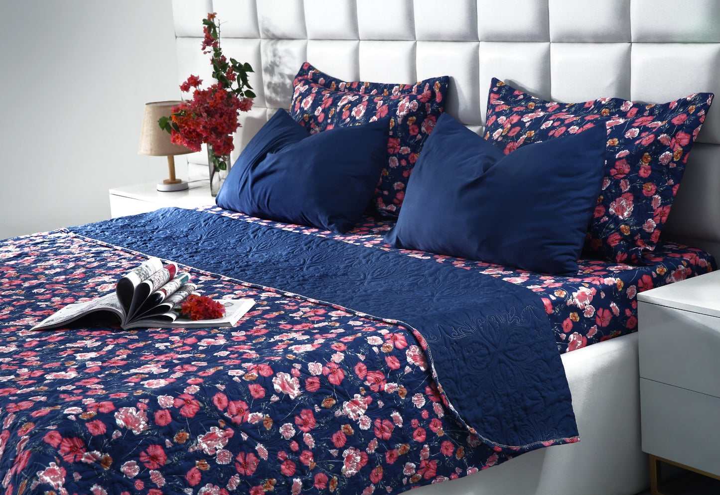 6 PCs Bed Spread Set- Automan Bloom Bed Spread Apricot