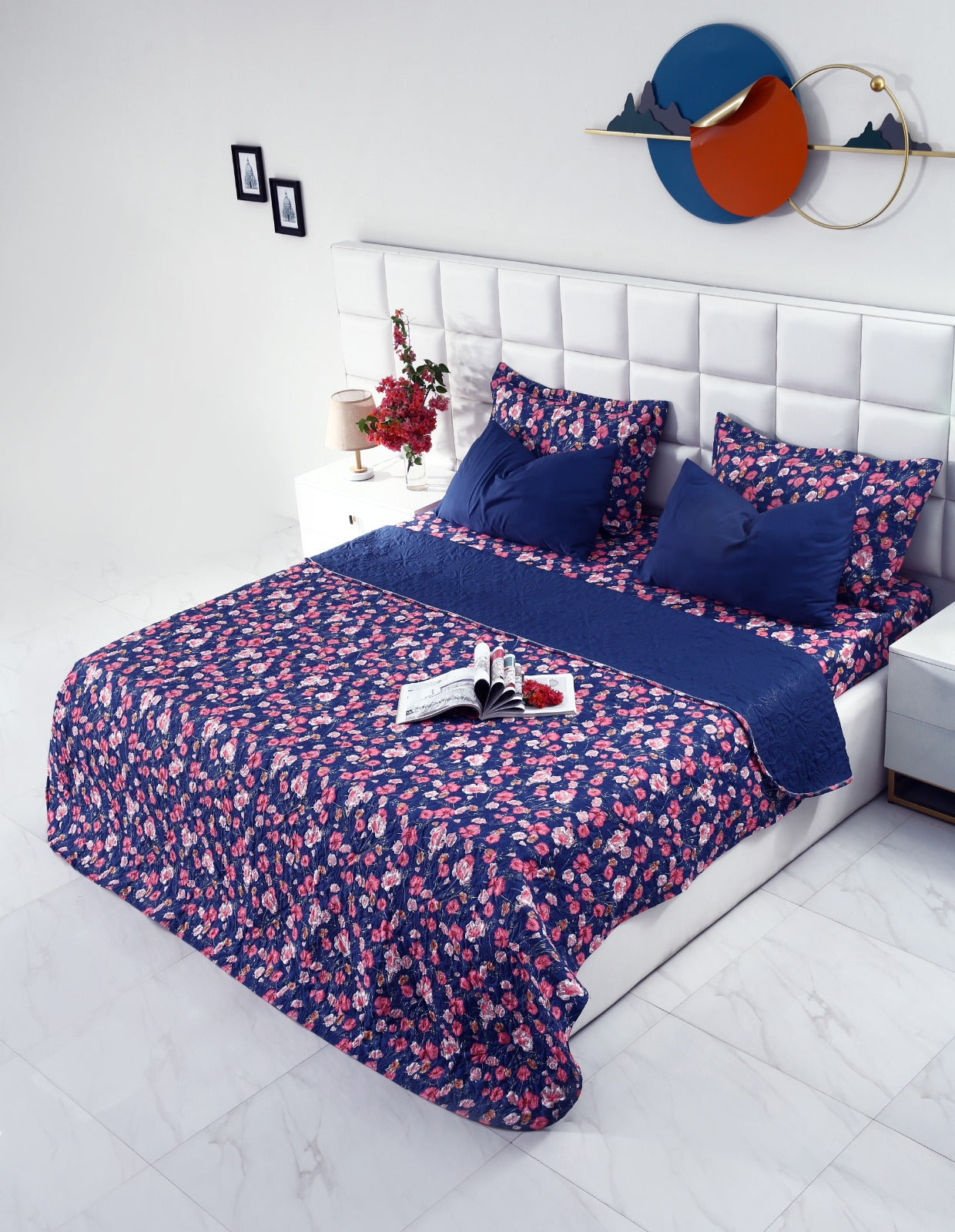 6 PCs Bed Spread Set- Automan Bloom Bed Spread Apricot