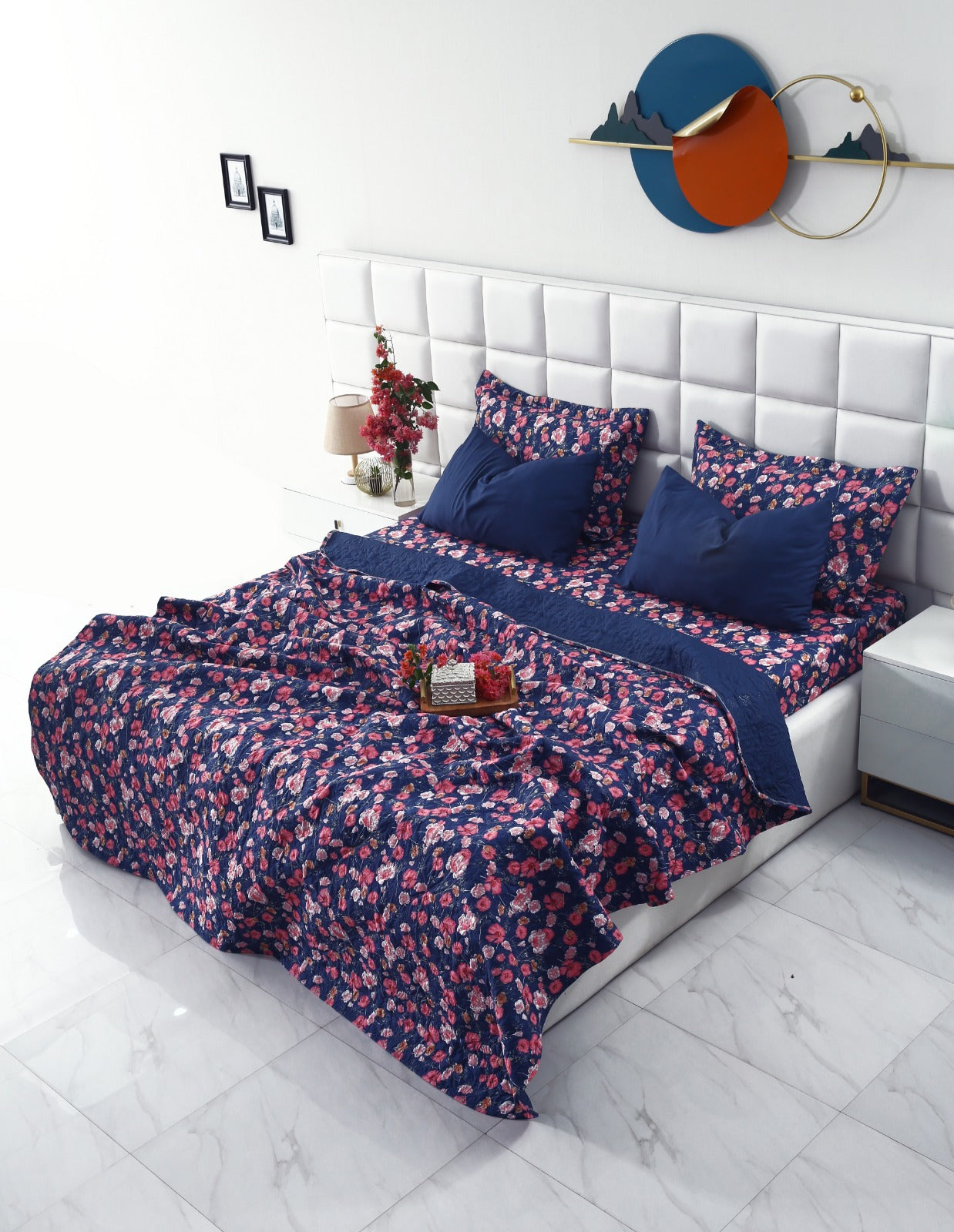 6 PCs Bed Spread Set- Automan Bloom Bed Spread Apricot