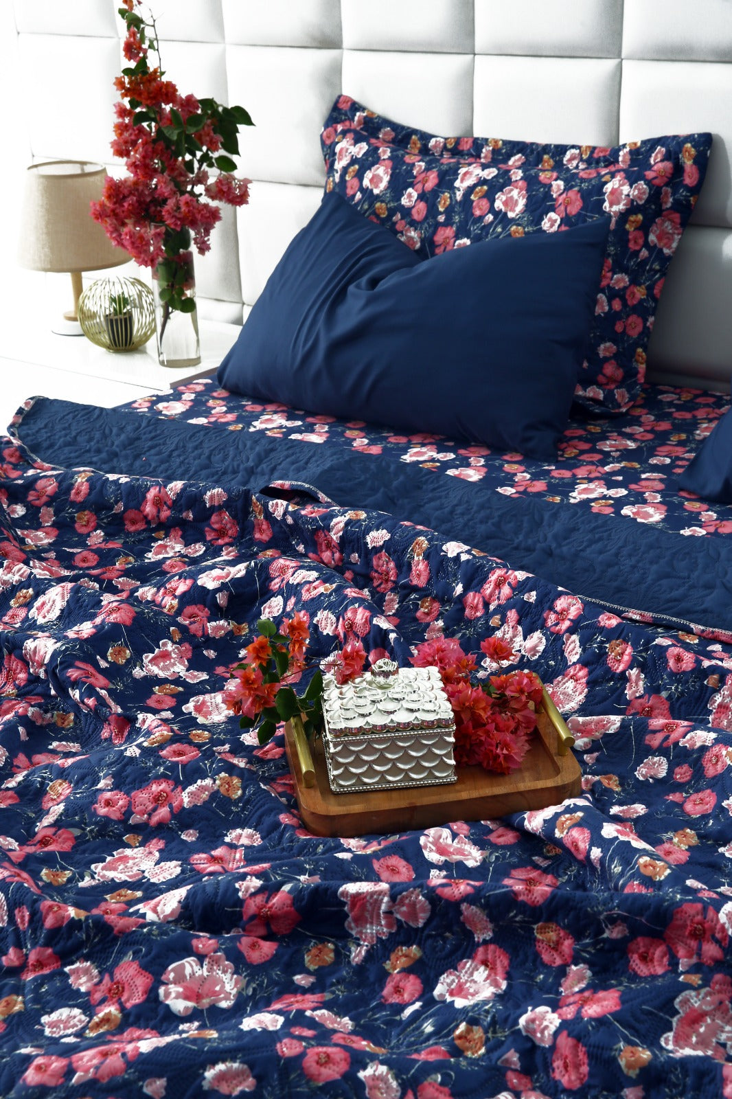 6 PCs Bed Spread Set- Automan Bloom Bed Spread Apricot