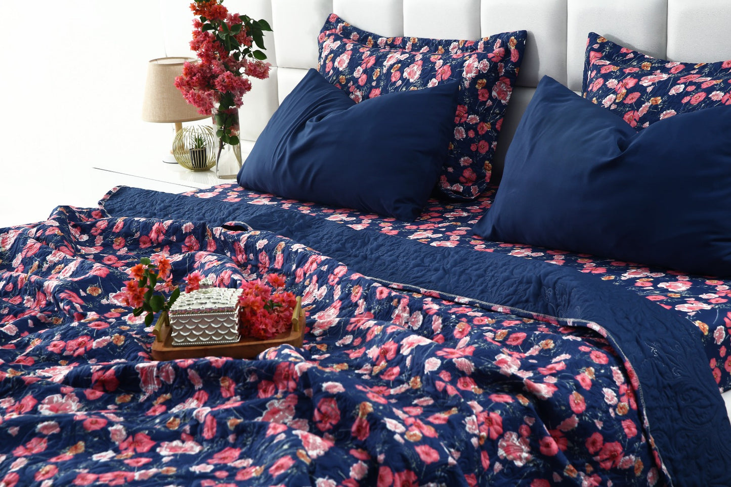 6 PCs Bed Spread Set- Automan Bloom Bed Spread Apricot