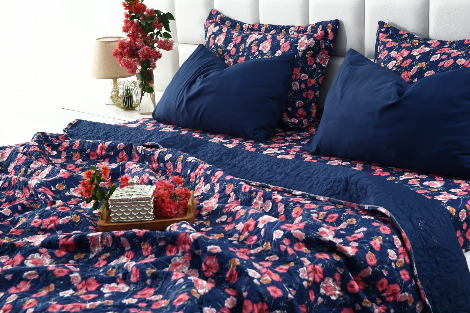 6 PCs Bed Spread Set- Automan Bloom Bed Spread Apricot