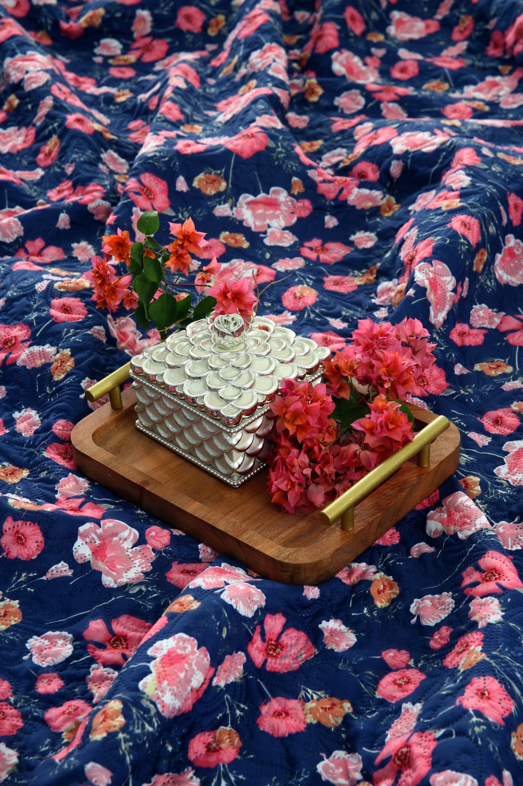 6 PCs Bed Spread Set- Automan Bloom Bed Spread Apricot